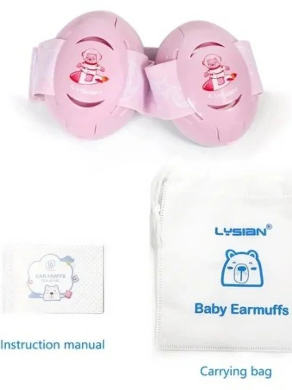 Pink Baby Earmuffs Adjustable Headband ABS Cups Soft Cushions Infant Toddler